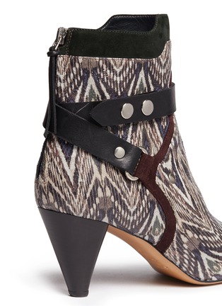 Detail View - Click To Enlarge - ISABEL MARANT - 'Raya' ikat print snakeskin effect leather ankle boots