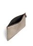 Detail View - Click To Enlarge - VALENTINO GARAVANI - 'Rockstud' large metallic leather flat zip pouch