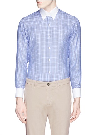 Main View - Click To Enlarge - TOMORROWLAND - Contrast collar houndstooth plaid shirt