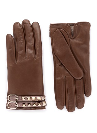 Main View - Click To Enlarge - VALENTINO GARAVANI - 'Rockstud' strap leather gloves