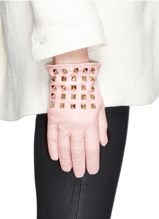 Figure View - Click To Enlarge - VALENTINO GARAVANI - 'Rockstud' leather gloves