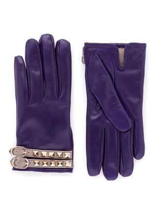 Main View - Click To Enlarge - VALENTINO GARAVANI - 'Rockstud' strap leather gloves