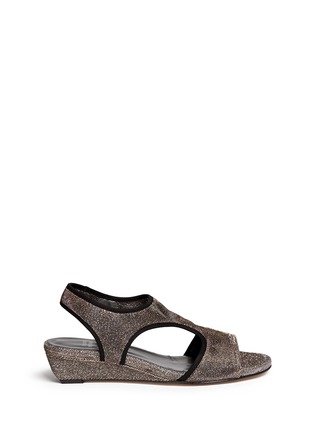 Main View - Click To Enlarge - STUART WEITZMAN - 'Giver' metallic wedge sandals