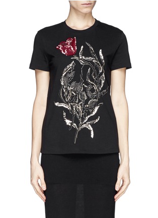 Main View - Click To Enlarge - ALEXANDER MCQUEEN - Embellished floral T-shirt