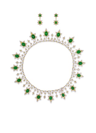 Main View - Click To Enlarge - BUCCELLATI - Diamond jade 18k gold earrings and necklace set
