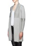 Front View - Click To Enlarge - ARMANI COLLEZIONI - Tonal panelled long-sleeve cardigan
