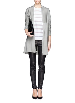 Figure View - Click To Enlarge - ARMANI COLLEZIONI - Tonal panelled long-sleeve cardigan