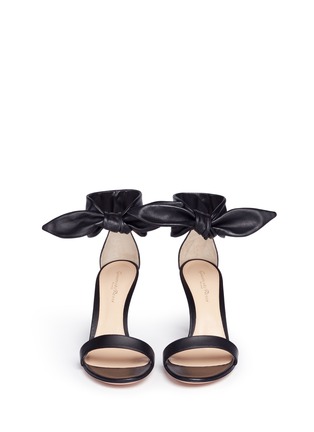 Front View - Click To Enlarge - GIANVITO ROSSI - Ankle bow tie leather sandals