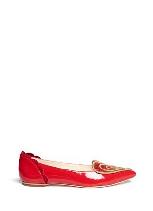Main View - Click To Enlarge - ISA TAPIA - 'Clement2' heart embroidered leather skimmer flats