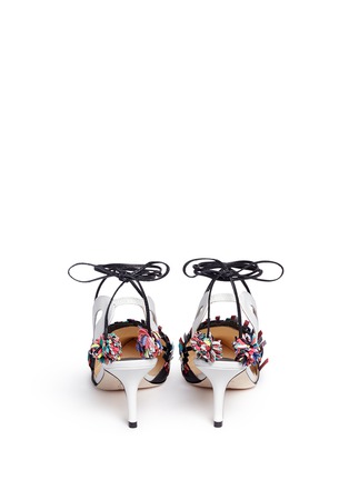 Back View - Click To Enlarge - ISA TAPIA - 'Matilda1' pompom tie basketweave leather pumps