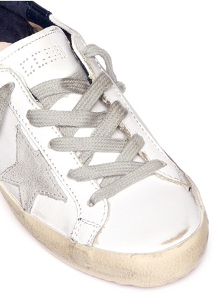 Detail View - Click To Enlarge - GOLDEN GOOSE - 'Superstar' distressed leather kids sneakers