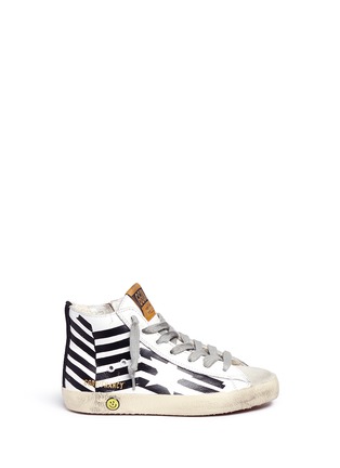 Main View - Click To Enlarge - GOLDEN GOOSE - 'Francy' asymmetric star print leather kids sneakers