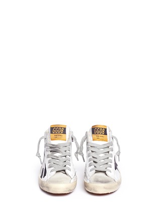 Figure View - Click To Enlarge - GOLDEN GOOSE - 'Francy' asymmetric star print leather kids sneakers