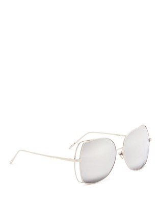 Figure View - Click To Enlarge - LINDA FARROW - Open wire rim square sunglasses