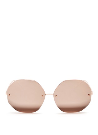 Main View - Click To Enlarge - LINDA FARROW - Metal octagonal mirror sunglasses