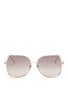 Main View - Click To Enlarge - LINDA FARROW - Open wire rim metal square sunglasses