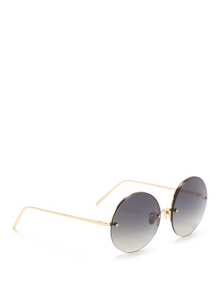 Figure View - Click To Enlarge - LINDA FARROW - Top rim metal round sunglasses