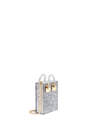 Front View - Click To Enlarge - SOPHIE HULME - 'Compton' inset glitter Perspex crossbody bag