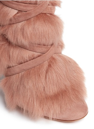 Detail View - Click To Enlarge - GIANVITO ROSSI - 'Moritz' fur crisscross tie suede boots