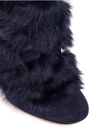 Detail View - Click To Enlarge - GIANVITO ROSSI - 'Moritz' fur crisscross tie suede knee high boots