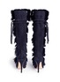 Back View - Click To Enlarge - GIANVITO ROSSI - 'Moritz' fur crisscross tie suede knee high boots