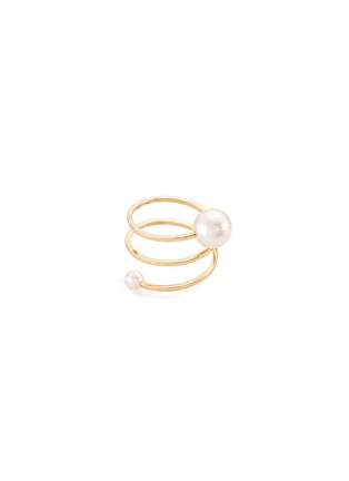 Main View - Click To Enlarge - SOPHIE BILLE BRAHE - 'Louise Grand' Akoya pearl 14k yellow gold spiral ring