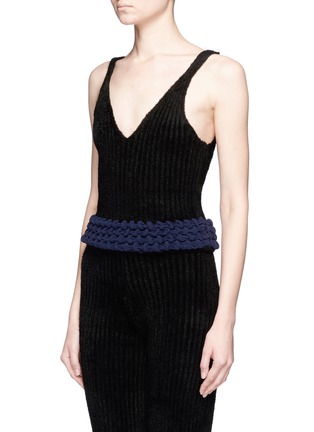 Front View - Click To Enlarge - XIAO LI - 'Lusso' knotted rib knit v-neck tank top