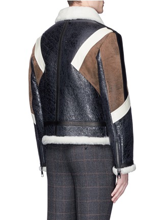 Back View - Click To Enlarge - NEIL BARRETT - Colourblock shearling Harrington jacket