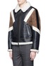 Front View - Click To Enlarge - NEIL BARRETT - Colourblock shearling Harrington jacket