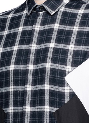 Detail View - Click To Enlarge - NEIL BARRETT - 'Retro Modernist' colourblock tartan plaid shirt