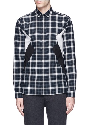 Main View - Click To Enlarge - NEIL BARRETT - 'Retro Modernist' colourblock tartan plaid shirt