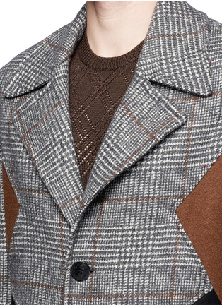 Detail View - Click To Enlarge - NEIL BARRETT - Slim fit colourblock Glen plaid coat
