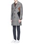 Front View - Click To Enlarge - NEIL BARRETT - Slim fit colourblock Glen plaid coat