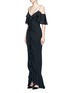 Figure View - Click To Enlarge - EMILIO PUCCI - Ruffle silk georgette cold shoulder gown