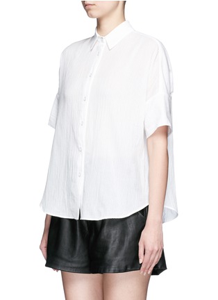Front View - Click To Enlarge - RAG & BONE - Tie front dobby stripe cotton shirt