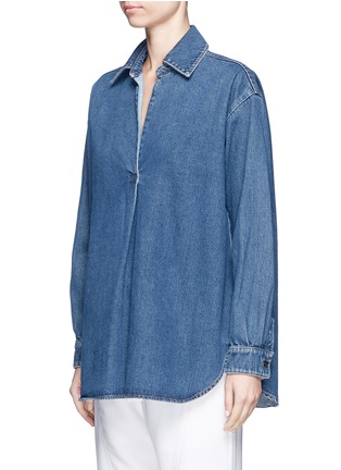 Detail View - Click To Enlarge - CHLOÉ - Washed denim neck tie top