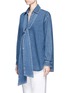 Front View - Click To Enlarge - CHLOÉ - Washed denim neck tie top
