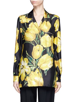 Main View - Click To Enlarge - - - Tulip print silk twill pyjama shirt