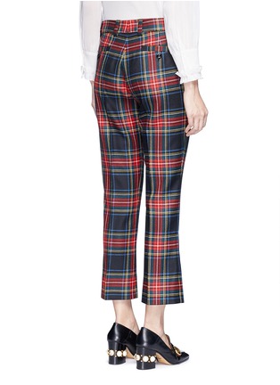 Back View - Click To Enlarge - GUCCI - Washed wool tartan cropped pants