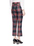 Back View - Click To Enlarge - GUCCI - Washed wool tartan cropped pants