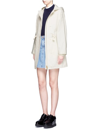 Figure View - Click To Enlarge - STELLA MCCARTNEY - Hooded cotton blend technical caban coat