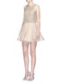 Figure View - Click To Enlarge - ALICE & OLIVIA - 'Hilta' sequin embellished combo flare dress
