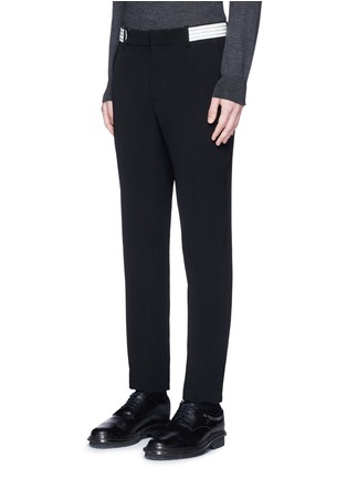 Front View - Click To Enlarge - ALEXANDER MCQUEEN - Metallic stripe waistband crepe pants