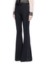 Front View - Click To Enlarge - ALEXANDER MCQUEEN - Satin stripe wool-silk flared pants
