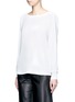 Front View - Click To Enlarge - VINCE - Rib cuff lasercut crepe blouse
