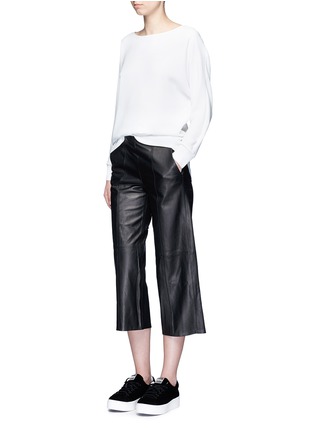 Figure View - Click To Enlarge - VINCE - Rib cuff lasercut crepe blouse