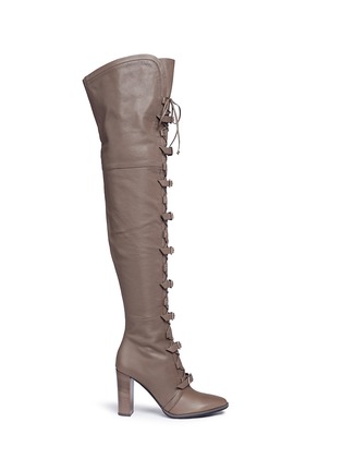 Main View - Click To Enlarge - JIMMY CHOO - 'Maloy 95' buckle crisscross lace-up leather boots