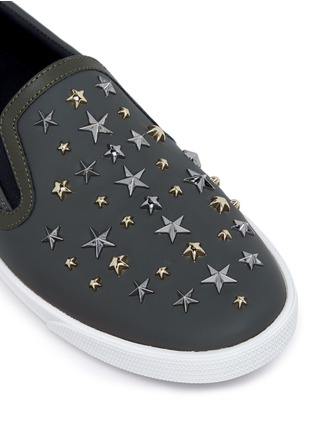 Detail View - Click To Enlarge - JIMMY CHOO - 'Demi' star stud rubberised leather skate slip-ons