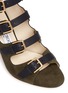 Detail View - Click To Enlarge - JIMMY CHOO - 'Trick 85' contrast leather strap caged suede sandals