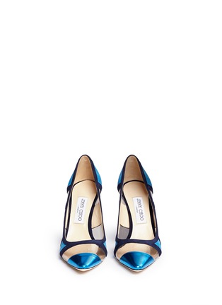 Front View - Click To Enlarge - JIMMY CHOO - 'Romy' mirror leather suede panel pumps